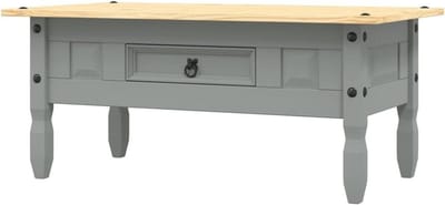 Salontafel Hout - Bijzettafel Landelijk - Woonkamer Inrichten - Rustieke Mexicaanse Stijl - 100 x 55 x 44 cm - Grijs