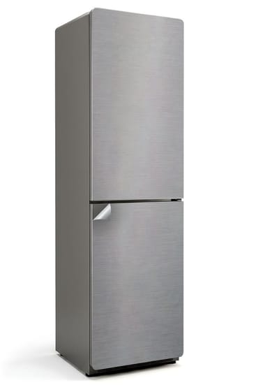 Wallfluent Koelkaststickers - Metalen textuur met lijnen Koelkast Folie - 60 cm x 205 cm - Grijs Koelkaststickers - Grote Koelkast Sticker - Koelkast Makeover - Decoratieve Koelkaststicker - Koelkast Opknappen Sticker