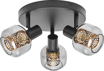LEDVANCE Decor Spot Firefly lamp zwart in industriële stijl, 3 x 2,8 W, 750 lm, 2700 K, behuizing van metaal en glas, E14-fitting, eenvoudige montage, dimbare OSRAM-lamp inbegrepen