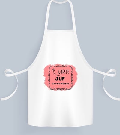 Akyol - liefste juf van de wereld Keukenschort - Juf - de liefste juf - verjaardag - cadeautje voor juf - kado - geschenk - collega's - 82 bij 71 cm