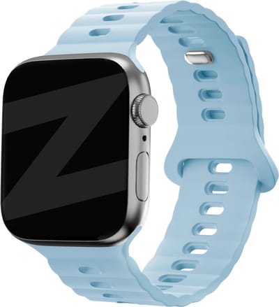Bandz Siliconen bandje 'Single Link' - geschikt voor Apple Watch Series 1/2/3/4/5/6/7/8/9/10/11/SE/SE2/SE3 - kleine maten: 38 / 40 / 41 / 42mm - lichtblauw