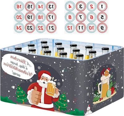 Adventskalender voor Bierliefhebbers 2025, Vilt Bierkalender met 24 Stickers voor Kerstmis, Perfect Cadeau voor Mannen en Biercrate Enthousiastelingen