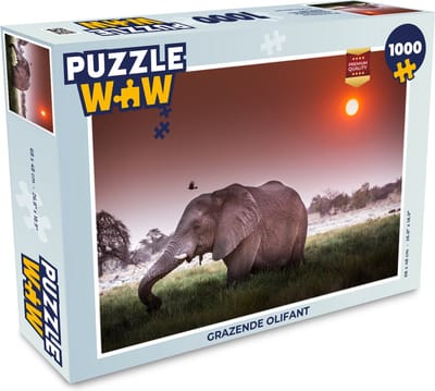Puzzel Grazende olifant - Legpuzzel - Puzzel 1000 stukjes volwassenen