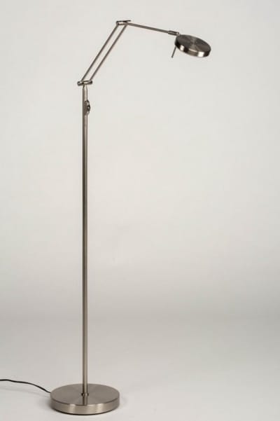 Lumidora Vloerlamp 73197 - INDIA - Ingebouwd LED - 5.0 Watt - 450 Lumen - 2700 Kelvin - Staalgrijs - Metaal - Met dimmer