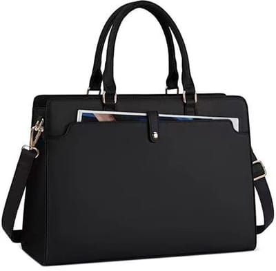 Laptoptas - Laptoptas dames - Schoudertas dames - Laptoptas 15.6 inch - Laptop tote bag - Grote capaciteit - Waterdicht - PU-leer - Voor werk en kantoor - Zakelijke tas - 15.6 inch - Zwart