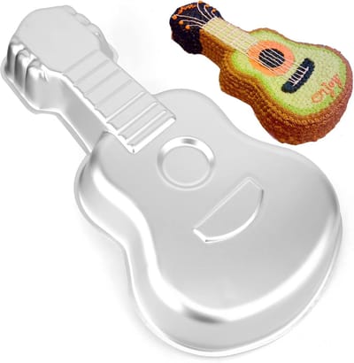 Daity Gitaarvormige cakevorm - aluminium 3D-verjaardagstaartvorm - bakvorm - cakevorm - gitaar (16 -5 inch)