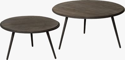 RENEW Rolo table set (2) - 74x74x36 58x58x41 - recl. teak wine