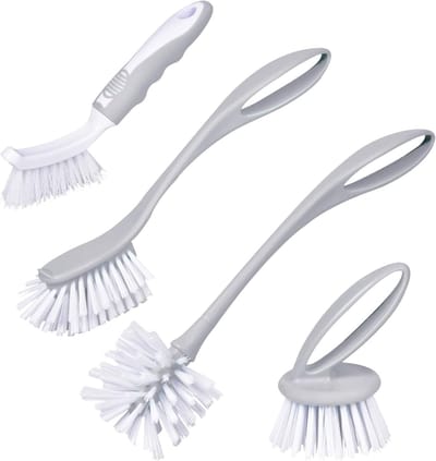 Keuken Reinigingsset - Flessenborstels - Hygiënisch Schoonmaken - 4-Delige Set - 30x7x30cm - Grijs