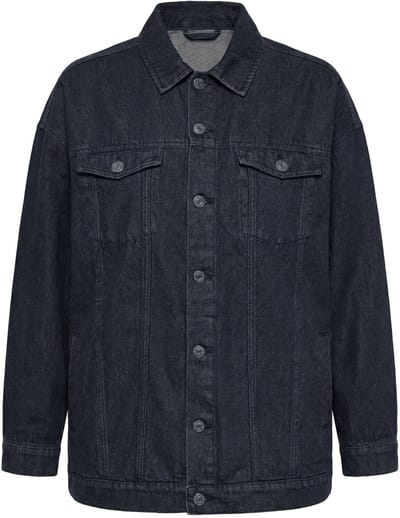 Studio Untold - Dames - Denim jasje boxy model borduursel op de achterkant - Zwart - Maat 42+