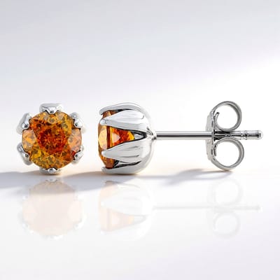Cavill - Zilveren Oorbellen - 925 Sterling Zilver Gerhodineerd - 2x Rondgeslepen Sfaleriet 1,85 ct - Handgemaakt, Luxe, Modieus