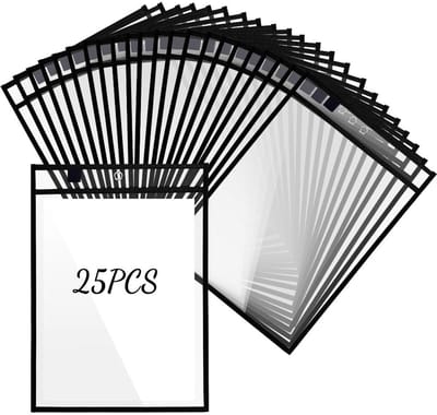 Dailygoods- Ticket Houders 25 Pack - Herbruikbare PVC Zakken - 30x25 Inch - Droogwiszakken - Organisatie Klas/Kantoor - Schokbestendig - Documenthoezen