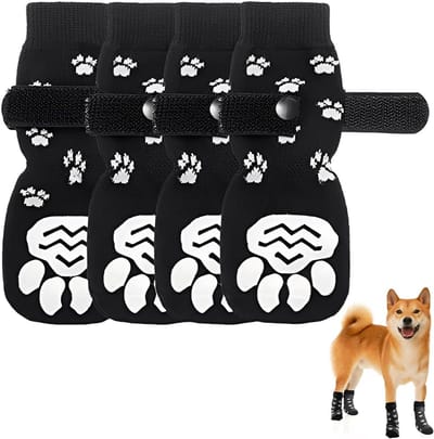 2 paar antislip hondensokken, sokken voor kleine honden, verstelbaar en verkrijgbaar, hondensokken, pootbescherming voor kleine honden, middelgrote honden (L)