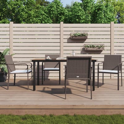 vidaXL - 5-delige - Tuinset - met - kussens - poly - rattan - en - staal