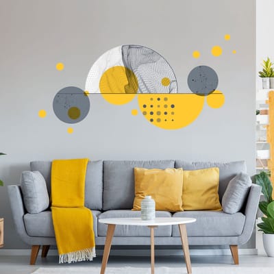 Vooraf gelijmd vliesbehang met gigantische muurschilderingen - ABSTRACTE GEOMETRISCHE COMPOSITIE MUURSCHILDERING - 180x90cm