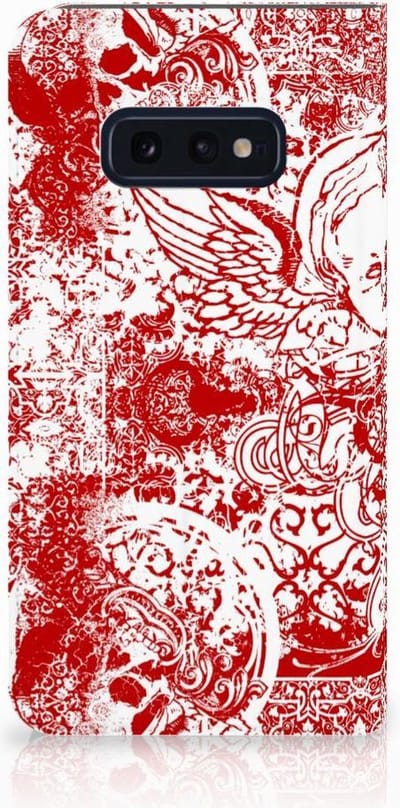 Mobiel BookCase Samsung Galaxy S10e Angel Skull Rood