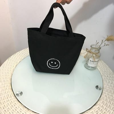 Canvas Tas Milieuvriendelijke Lunchtas Ouder-kind Tas Klein en Schattig Lachend Handtasje