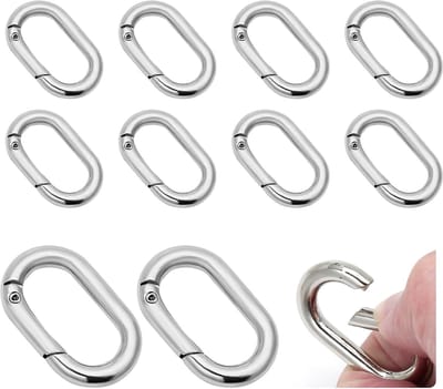 Kleine Karabijnhaak Clips - Veer Sluitingen - Sleutelhangers Maken - Ovale Vorm - 9.19 x 6.5 cm - Zilver