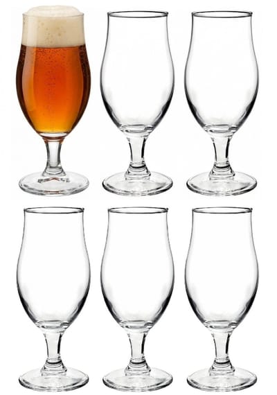 Bormioli speciaalbier glazen - 6x stuks - 375 ml - tulpvormige bierglazen op voet