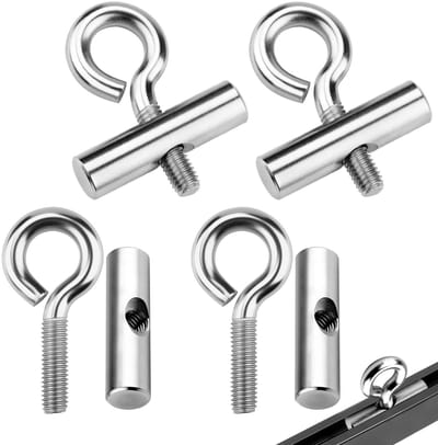 Dailygoods - 4 stuks Kederstopper 8-10mm Stoppers voor Kederrail, Kederstopper met Karabijnhaak, roestvrij staal Kederrail accessoires, blokkeerkit voor caravan, camper, camperbus, woonwagen, camping, tent, boot