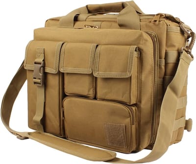 Multifunctionele 39 cm laptoptas voor heren - Outdoor schoudertas van nylon voor laptop, tablet en camera (bruin)