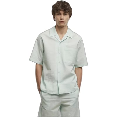 Urban Classics - Relaxed Seersucker Short Sleeve Overhemd - S - Mintgroen