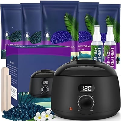 KAD® Wax Apparaat - Complete Wax Set met Elektrische Waxverwarmer - Professionele Wax Kit voor Ontharen - Zwart - 21cm x 21cm x 17cm