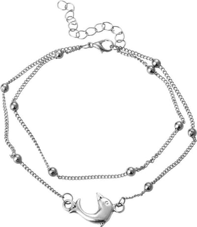 Fako Bijoux® - Enkelbandje - Enkelsieraad - Dolfijn met Balletjes - Zilverkleurig