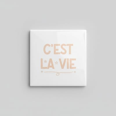 Klassieke Franse Quote Keramische Tegel – “C’est La Vie” Elegante Minimalistische Wanddecoratie – 15 × 15 cm