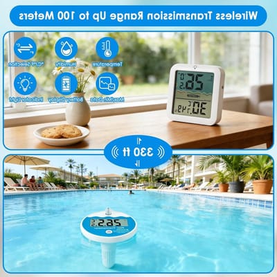 Drijvende digitale zwembadthermometer, waterdicht en draadloos met LCD-display voor badkuip, aquarium en spa, ideaal voor nauwkeurige temperatuurmeting