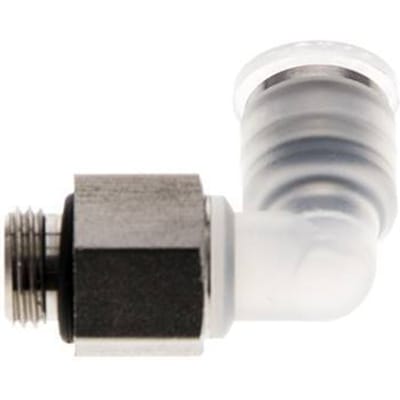 6mm x G1/8'' 90 graden L-verbinding PA/RVS Insteekfitting Buitendraad Draaibaar EPDM
