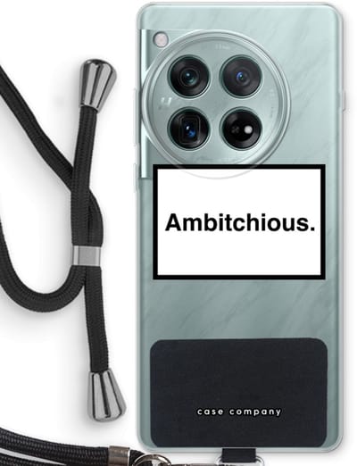 Case Company® - Hoesje met koord geschikt voor OnePlus 12r hoesje met Koord - Ambitchious - Telefoonhoesje met Zwart Koord - Bescherming aan alle Kanten en Over de Schermrand