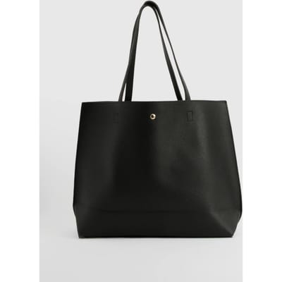 boohoo Dames Grote Popper Tote Shopper Tas | Zwart