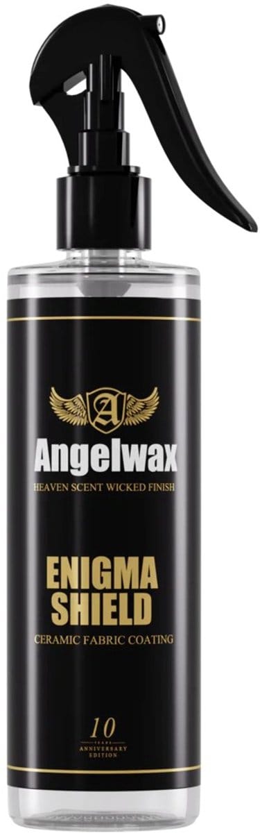 Angelwax Enigma Shield 500ml - om uw stoffen bekeding van uw interieur langdurig water en vuil afstotend te houden en te beschermen tegen UV-straling. Op waterbasis met keramische eigenschappen