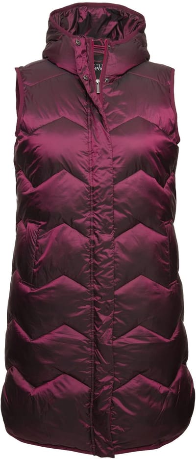 Ulla Popken - Dames - HYPRAR lange functionele doorgestikte bodywarmer capuchon - Karmijnrood - Maat 42+