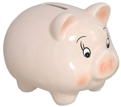 Gerimport Spaarpot Varken - dieren thema - 8 x 10 x 9 cm - roze - keramiek - kinderen