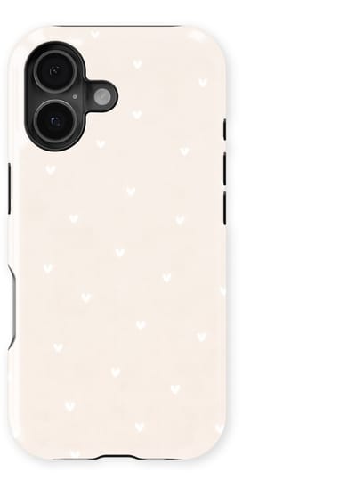 Tough Hoesje met Hartjes geschikt voor iPhone 17 | Little Love Tough Case Geschikt voor Mag | Hartjes Print Backcover geschikt voor iPhone 17 Ivory Hearts