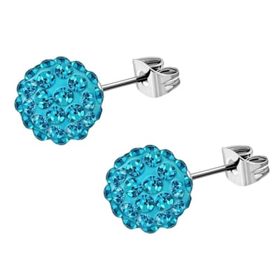 Aramat Jewels | Oorbellen | Shamballa Oorbellen Kristallen 8mm Diverse Kleuren - Luxe Oorstekers | 6mm / Aqua Blauw | | | | Kinderen, Volwassenen | Verkleurd niet