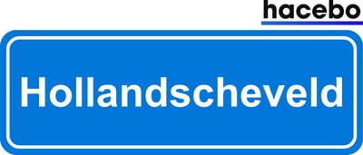 Hacebo - Plaatsnaam Sticker - 29x10 CM - Hollandscheveld sticker - Verkeersborden sticker - grappige cadeaus - Hollandscheveld