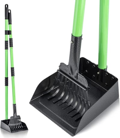 Hondenpoep Schep Set - Pooper Scooper Rake - Hondenuitlaten Schoonmaken - Verstelbare Lange Handgreep - Tot 96 cm - Groen