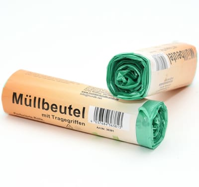 Afvalzakken/vuilniszakken - 15x - 30 liter - groen - incl. handvaten