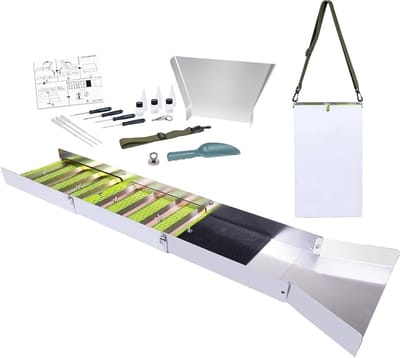 Goudzoek Set - Sluiskast Uitrusting - Rivier Verkenning - Opvouwbaar Aluminium - 50 Inch - Grijs
