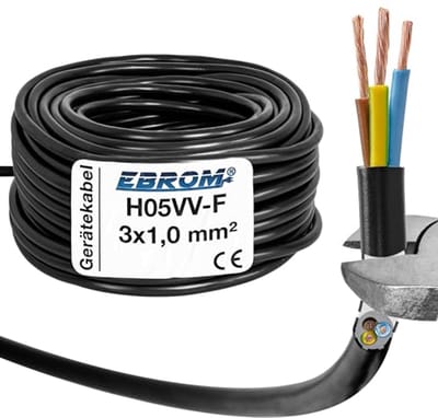 Slangleiding apparaatkabel 3G1 mm² - 3x1,0 mm² - zwart - beschikbaar in 10, 25, 50 of 100 meter
