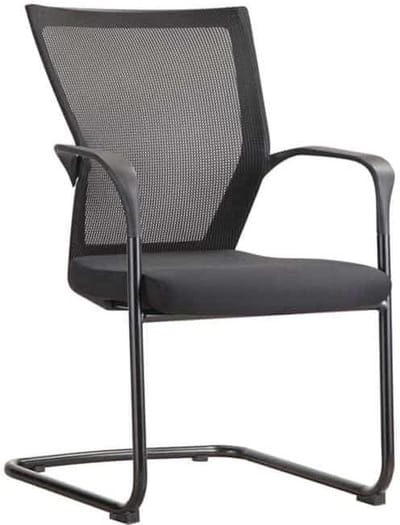 Slede vergaderstoel 1208 rug zwart mesh, zitting antraciet wolvilt