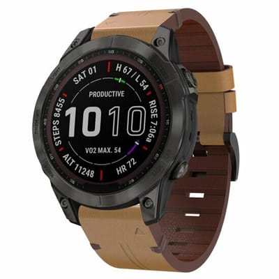 By Qubix - Geschikt voor Garmin bandje - 22mm Quickfit - Leren bandje - Lichtbruin - Geschikt voor Garmin Instinct 3 / Instinct E - 45mm