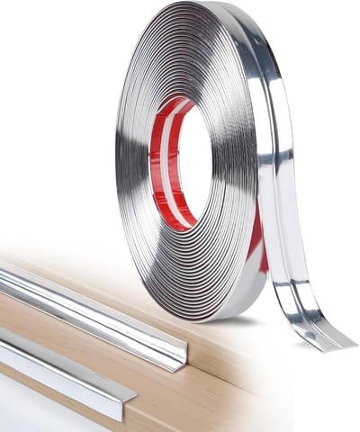 1 Rol Decoratieve Lijst - Zelfklevend - Flexibel - 2 cm ×10 m - Zachte Wandlijst - Geschikt voor Deuren, Ramen, Plinten, Plafonds, Kasten, Tafelrandbescherming en Spiegels - Glanzend Zilver