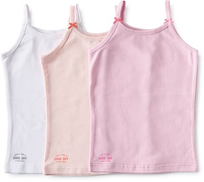 Little Label Hemd Meisjes - 3 Stuks - Maat 98-104 - Roze, Wit - Zachte BIO Katoen