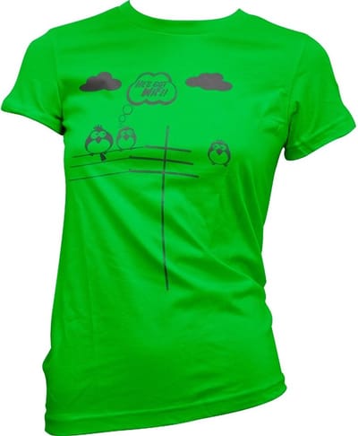Hybris He's Got WiFi Girly T-shirt voor dames, groen