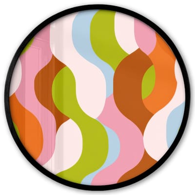 Poster in lijst Rond - Fotolijst 40x40 cm - Posters - Abstract - Vormen - Roze - Ronde posterlijst zwart - Decoratie - Wanddecoratie woonkamer - Muurdecoratie slaapkamer