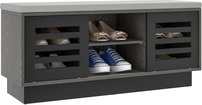 COSTWAY Schoenenbank, hout, zwart, 99,5 x 34,5 x 46 cm