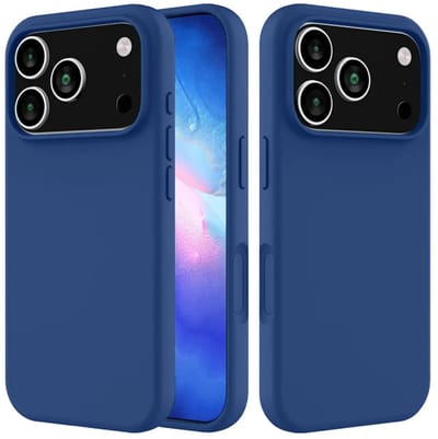 MobyDefend Hoesje - Geschikt voor iPhone 17 Pro Max - Matte Siliconen Backcover - Blauw